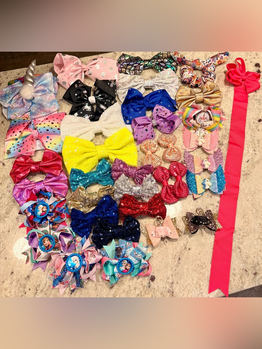 Girls Sequin & Ribbon Hair Bows NEW 36pcs